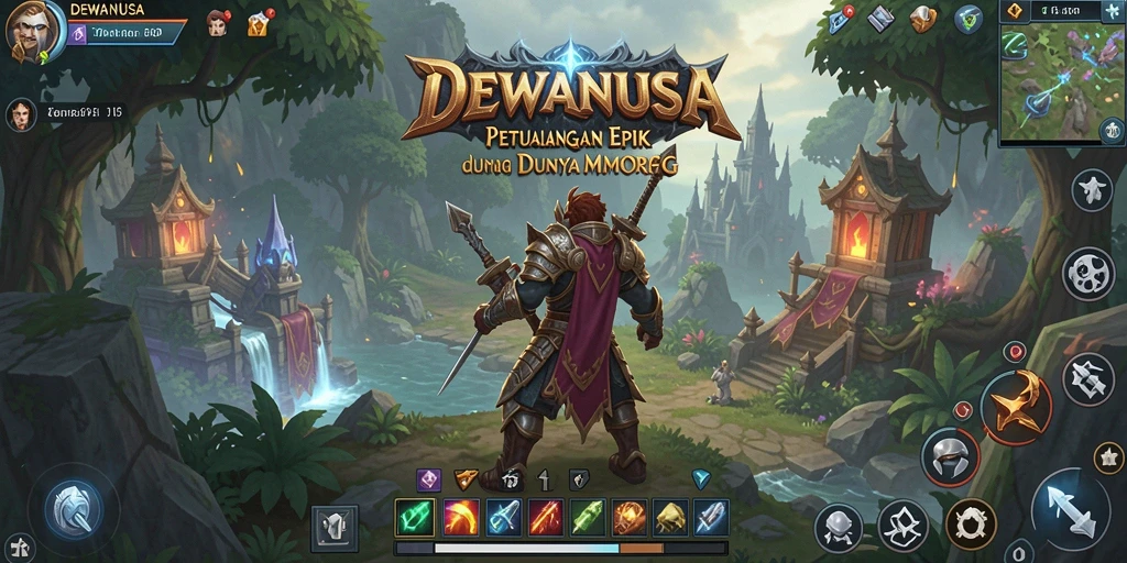Tampilan gameplay seru di DEWANUSA dengan berbagai karakter dan monster.