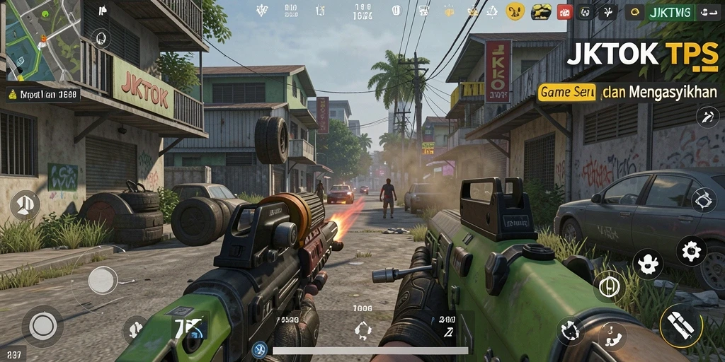 Tampilan gameplay JKTOK yang mengesankan dengan grafis berkualitas tinggi.