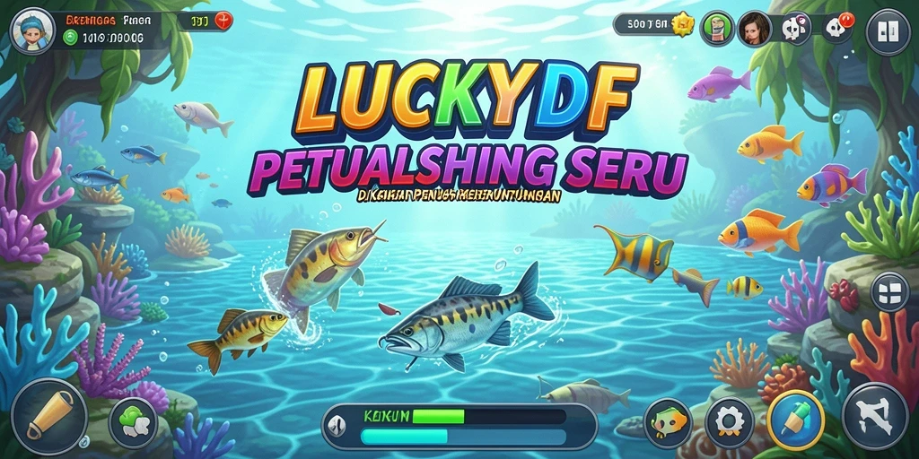 Tampilan gameplay LUCKYDF yang menarik saat menangkap ikan.