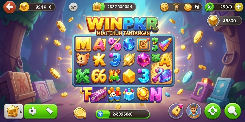 Tampilan gameplay seru di WINPKR dengan tantangan Match-3.